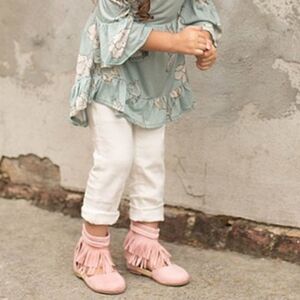 NWOT JoyFolie Fennah in Rose Pink Sandals Fringes Boho Gladiator Flats Pastel 5